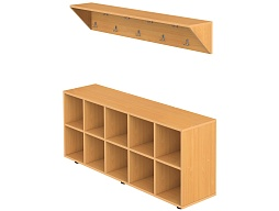 Вешалка напольная пристенная с тумбой для обуви на 10 мест ВШЛт1.10-Б (Бук Бавария)