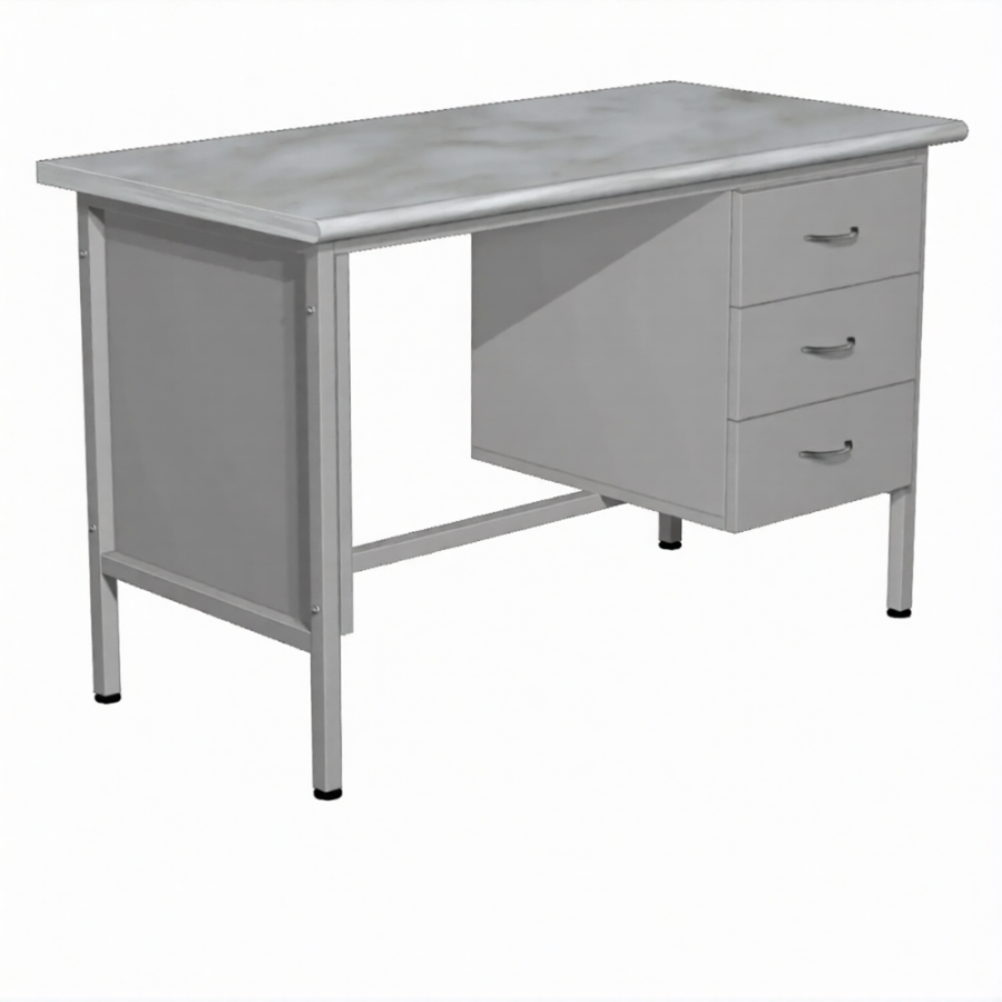 Стол для врача рабочий с тумбой СЛ-4.1 (1200х600х750) (постформинг серый, каркас серый)