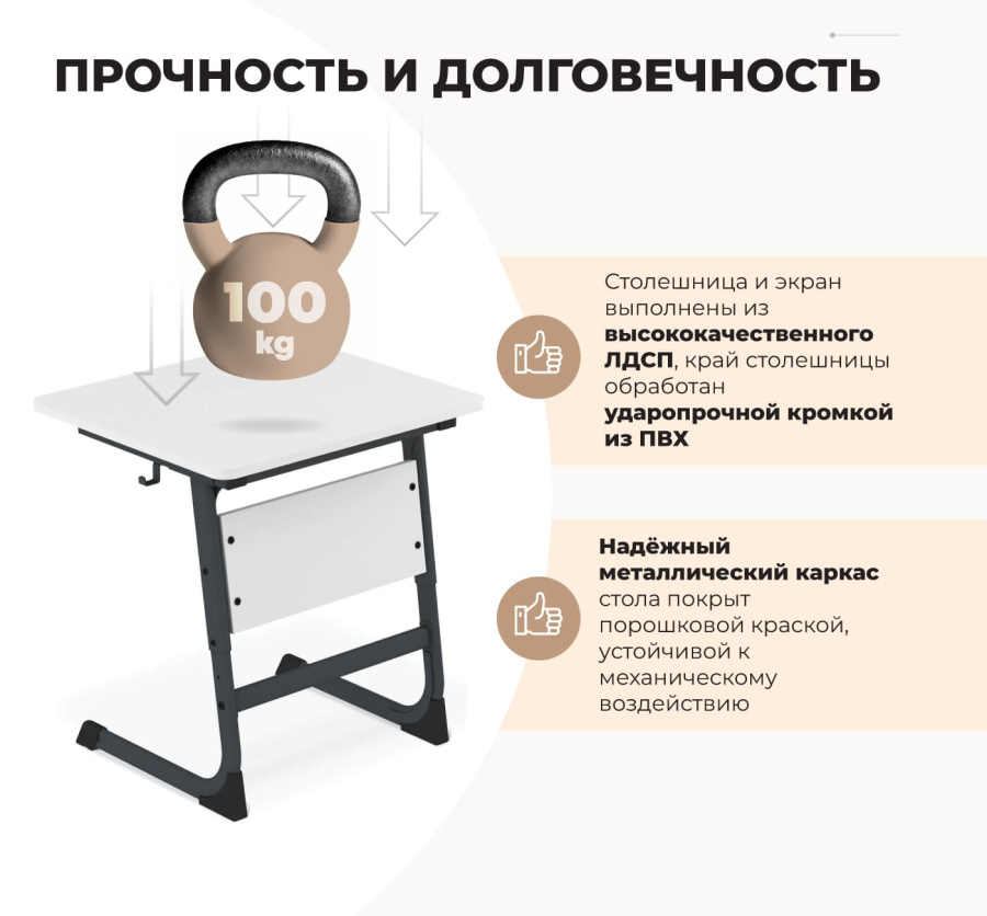 Cтол ученический береза/антрацит SHT-T-TN15/3-5