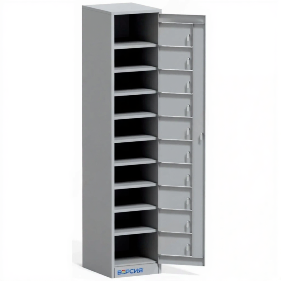 Шкаф для личных вещей на 10 ячеек, общая дверца (1820х380х450)