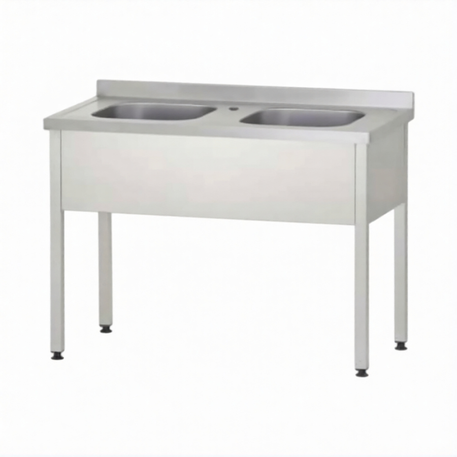 Ванна моечная ВМЦп 860х1500х700  2 м/о 300х500х500, борт, отв. д/смесит.